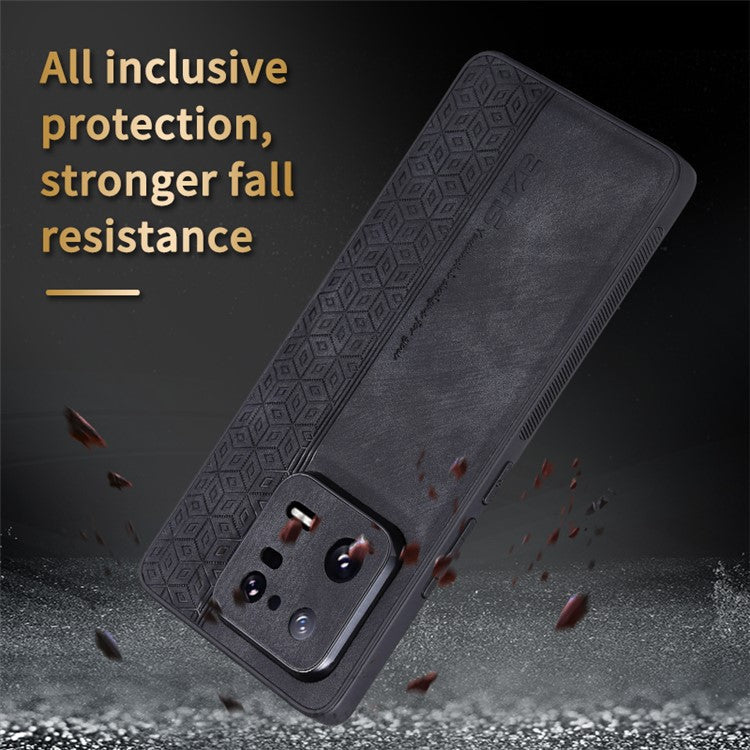 AZNS For Xiaomi 13 5G Imprinted Pattern Anti-Fading PU Leather Coated TPU Cover Anti-slip Cell Phone Case - Blue