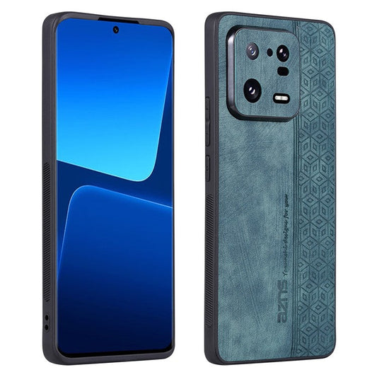AZNS For Xiaomi 13 Pro 5G Shockproof PU Leather+TPU Phone Cover Imprinted Pattern Anti-Scratch Cell Phone Case - Green