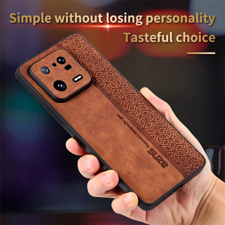AZNS For Xiaomi 13 Pro 5G Shockproof PU Leather+TPU Phone Cover Imprinted Pattern Anti-Scratch Cell Phone Case - Green