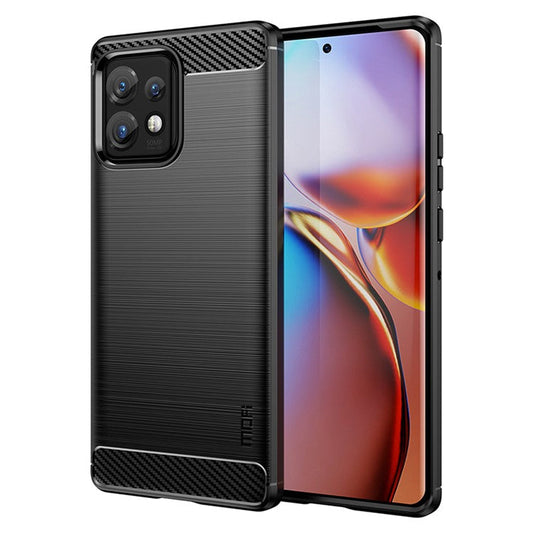 MOFI JK TPU Series-1  Protective Phone Case for Motorola Moto Edge 40 Pro 5G / Moto X40 5G Carbon Fiber Brushed TPU Phone Back Cover - Black