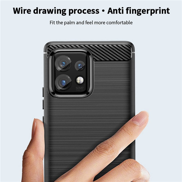MOFI JK TPU Series-1  Protective Phone Case for Motorola Moto Edge 40 Pro 5G / Moto X40 5G Carbon Fiber Brushed TPU Phone Back Cover - Black