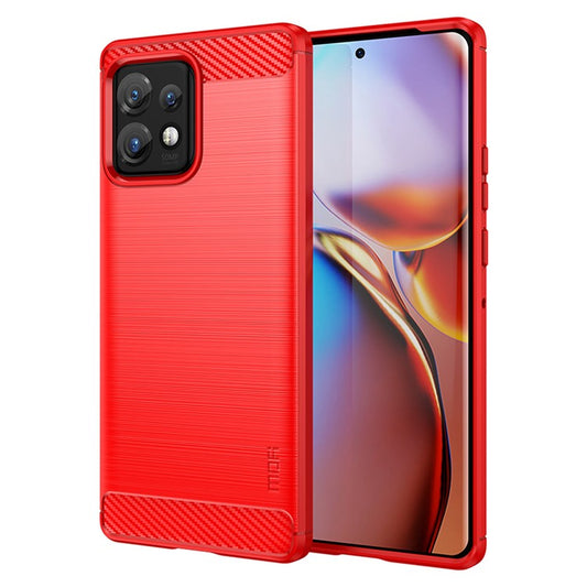 MOFI JK TPU Series-1  Protective Phone Case for Motorola Moto Edge 40 Pro 5G / Moto X40 5G Carbon Fiber Brushed TPU Phone Back Cover - Red