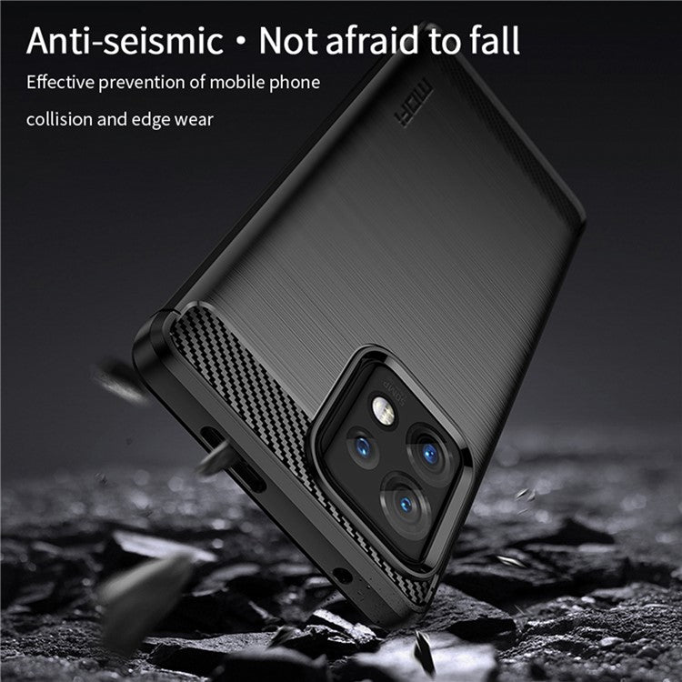MOFI JK TPU Series-1  Protective Phone Case for Motorola Moto Edge 40 Pro 5G / Moto X40 5G Carbon Fiber Brushed TPU Phone Back Cover - Red