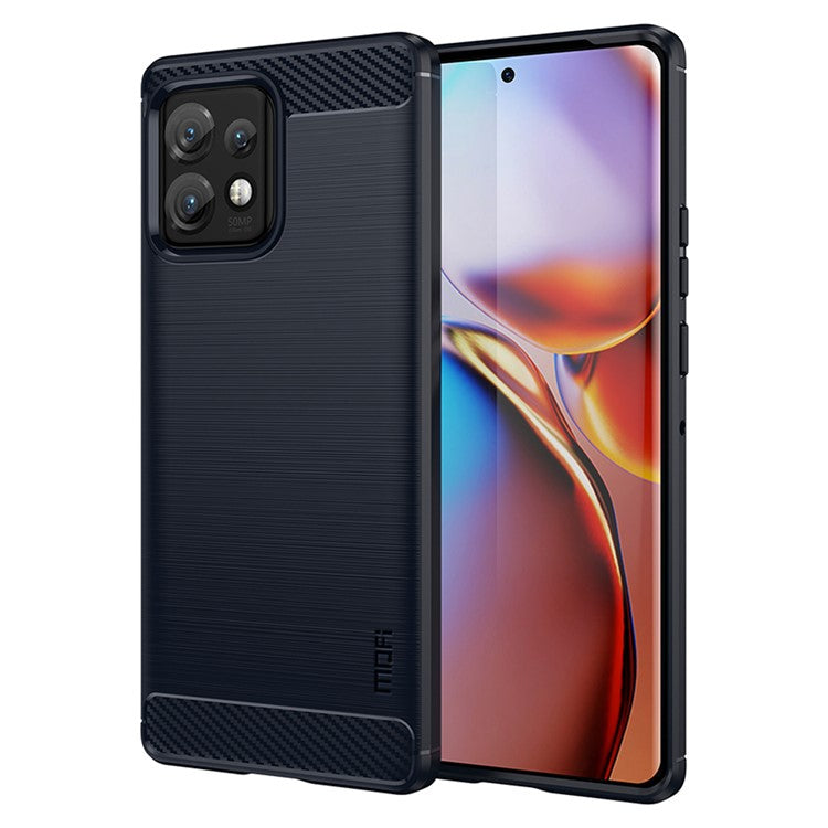 MOFI JK TPU Series-1  Protective Phone Case for Motorola Moto Edge 40 Pro 5G / Moto X40 5G Carbon Fiber Brushed TPU Phone Back Cover - Blue