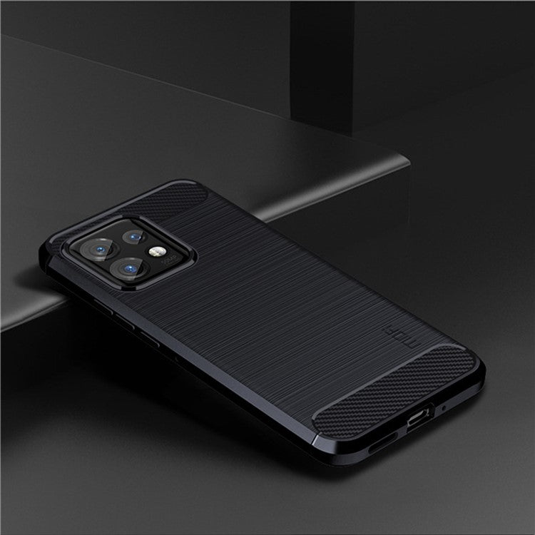 MOFI JK TPU Series-1  Protective Phone Case for Motorola Moto Edge 40 Pro 5G / Moto X40 5G Carbon Fiber Brushed TPU Phone Back Cover - Blue