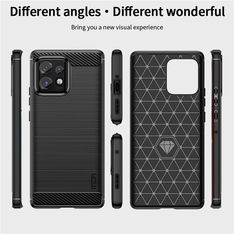 MOFI JK TPU Series-1  Protective Phone Case for Motorola Moto Edge 40 Pro 5G / Moto X40 5G Carbon Fiber Brushed TPU Phone Back Cover - Blue
