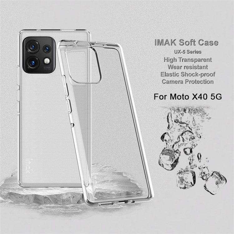 IMAK UX-5 Series for Motorola Moto X40 5G / Edge 40 Pro 5G Anti-drop Soft TPU Phone Case Crystal Clear Scratch-resistant Cell Phone Cover - Transparent