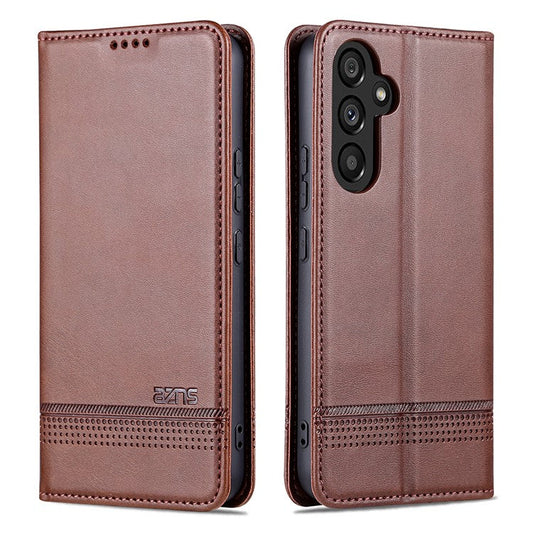 AZNS Anti-fall Phone Case For Samsung Galaxy A54 5G, Stand Wallet Cowhide Texture PU Leather Magnetic Auto-absorbed Folio Flip Phone Cover - Coffee
