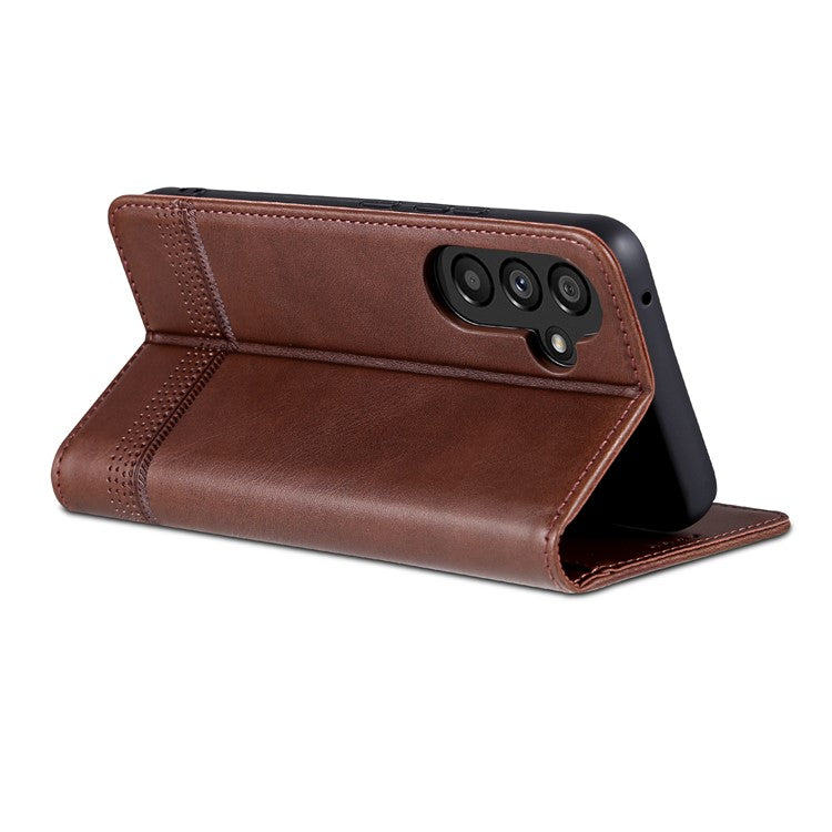 AZNS Anti-fall Phone Case For Samsung Galaxy A54 5G, Stand Wallet Cowhide Texture PU Leather Magnetic Auto-absorbed Folio Flip Phone Cover - Coffee