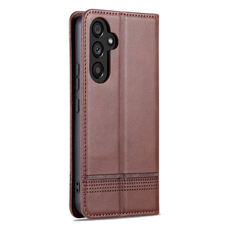 AZNS Anti-fall Phone Case For Samsung Galaxy A54 5G, Stand Wallet Cowhide Texture PU Leather Magnetic Auto-absorbed Folio Flip Phone Cover - Coffee