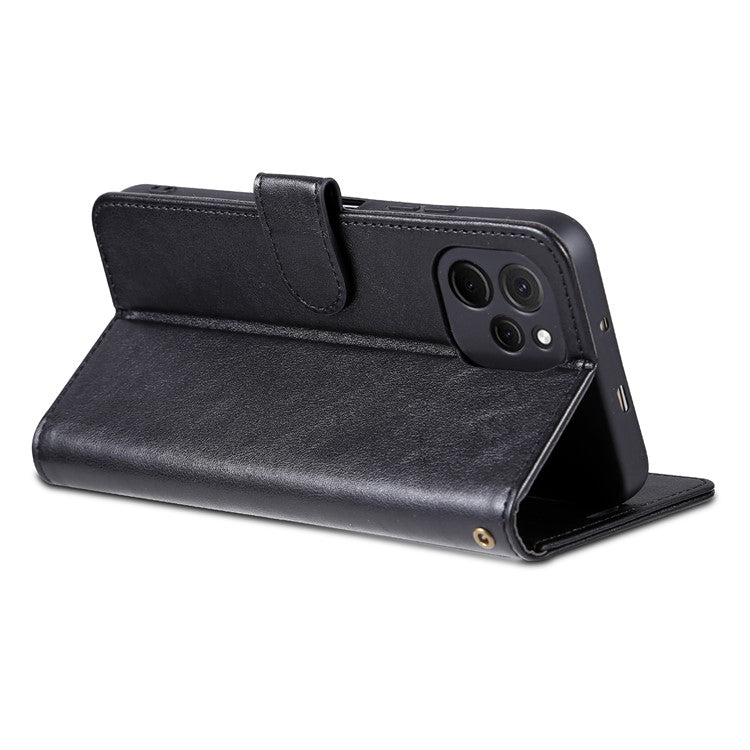 AZNS Mobile Phone Cover for Huawei Enjoy 50z 4G / nova Y61 4G, PU Leather Anti-fall Phone Case with Wallet Stand - Black