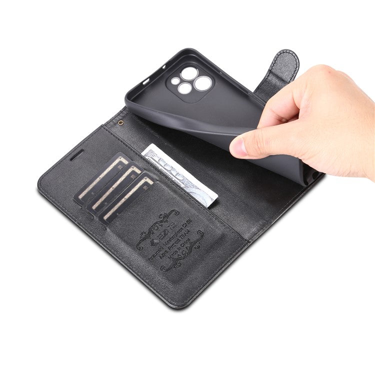 AZNS Mobile Phone Cover for Huawei Enjoy 50z 4G / nova Y61 4G, PU Leather Anti-fall Phone Case with Wallet Stand - Black