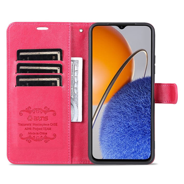 AZNS Mobile Phone Cover for Huawei Enjoy 50z 4G / nova Y61 4G, PU Leather Anti-fall Phone Case with Wallet Stand - Red