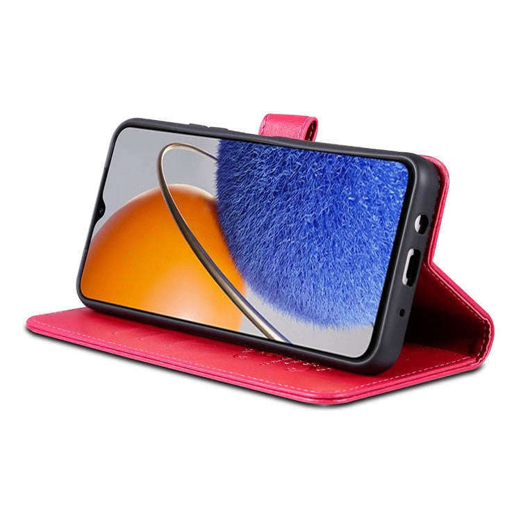 AZNS Mobile Phone Cover for Huawei Enjoy 50z 4G / nova Y61 4G, PU Leather Anti-fall Phone Case with Wallet Stand - Red