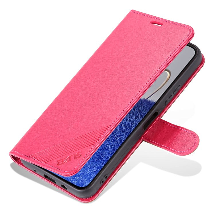 AZNS Mobile Phone Cover for Huawei Enjoy 50z 4G / nova Y61 4G, PU Leather Anti-fall Phone Case with Wallet Stand - Red