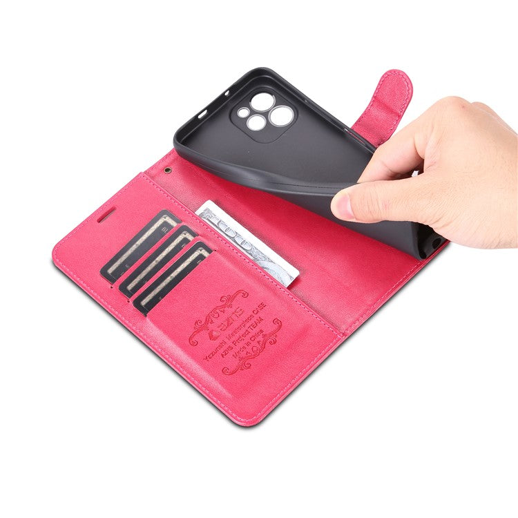 AZNS Mobile Phone Cover for Huawei Enjoy 50z 4G / nova Y61 4G, PU Leather Anti-fall Phone Case with Wallet Stand - Red