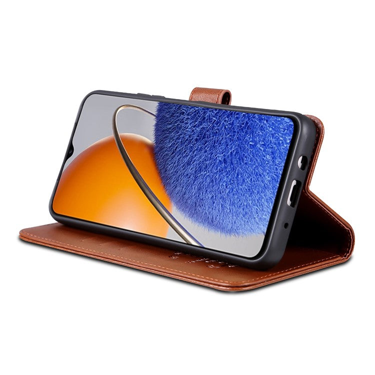 AZNS Mobile Phone Cover for Huawei Enjoy 50z 4G / nova Y61 4G, PU Leather Anti-fall Phone Case with Wallet Stand - Brown