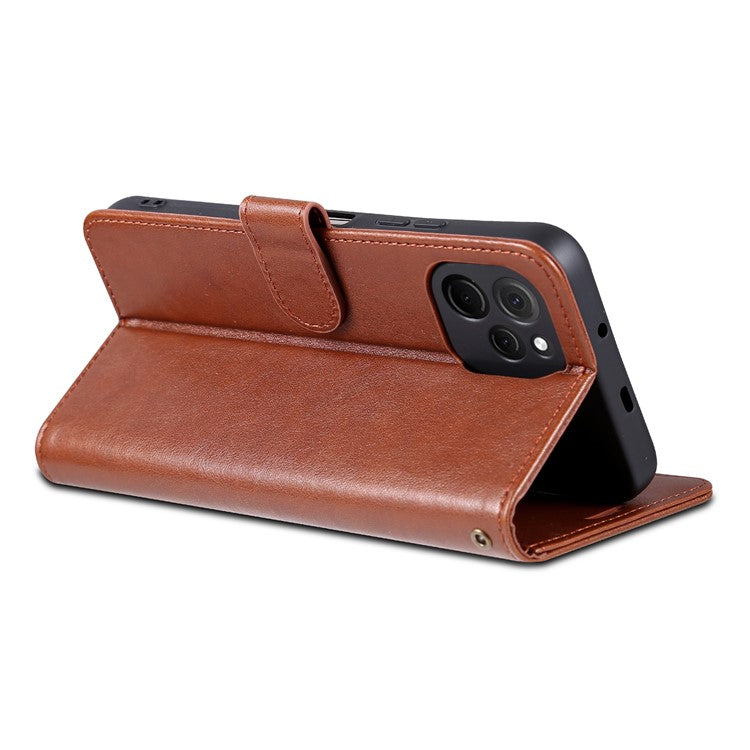 AZNS Mobile Phone Cover for Huawei Enjoy 50z 4G / nova Y61 4G, PU Leather Anti-fall Phone Case with Wallet Stand - Brown