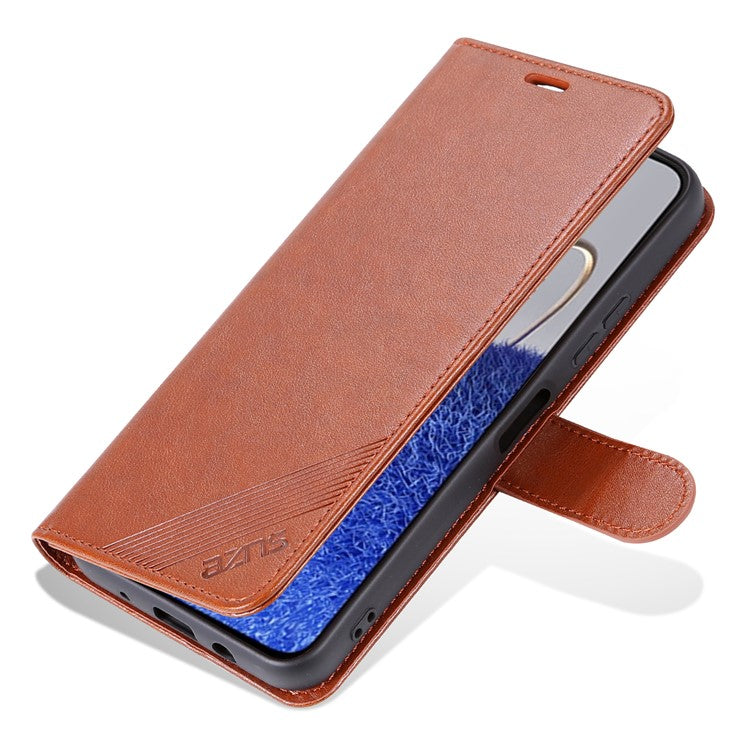 AZNS Mobile Phone Cover for Huawei Enjoy 50z 4G / nova Y61 4G, PU Leather Anti-fall Phone Case with Wallet Stand - Brown