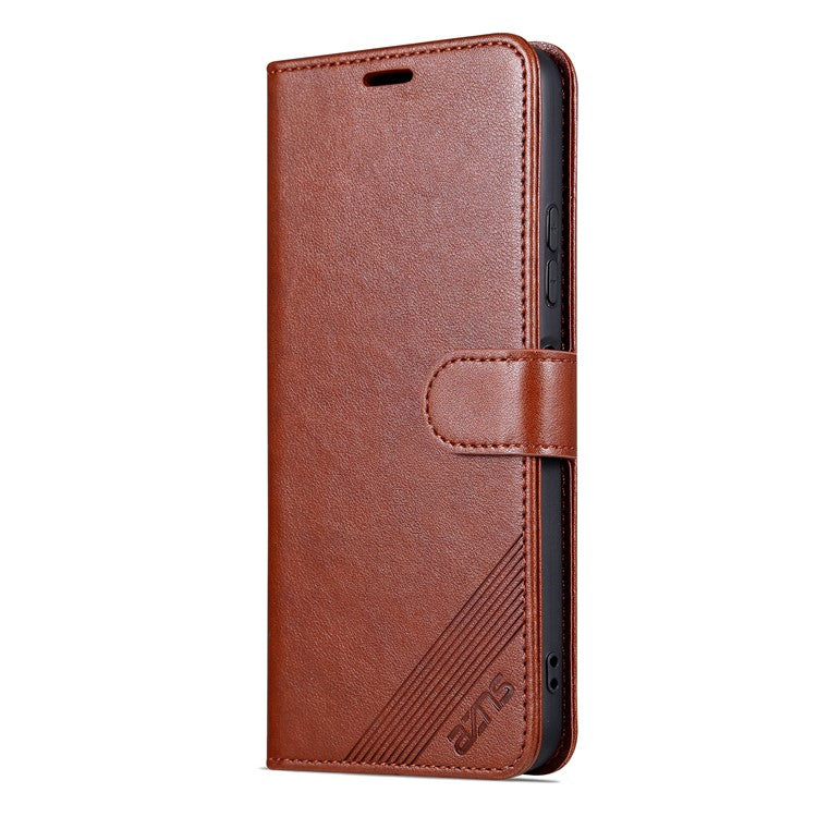 AZNS Mobile Phone Cover for Huawei Enjoy 50z 4G / nova Y61 4G, PU Leather Anti-fall Phone Case with Wallet Stand - Brown