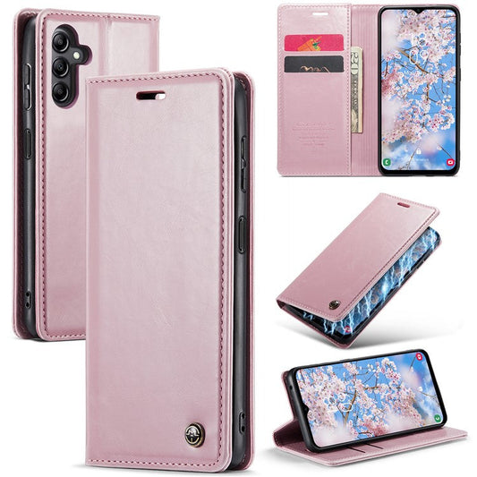 CASEME 003 Series For Samsung Galaxy A14 5G / A14 4G Waxy Texture PU Leather Phone Case Wallet Stand Shell - Pink