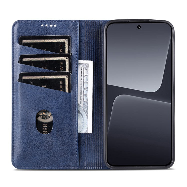 AZNS For Xiaomi 13 5G Flip Leather Phone Case Stand Wallet Cowhide Texture Shockproof Phone Cover - Blue