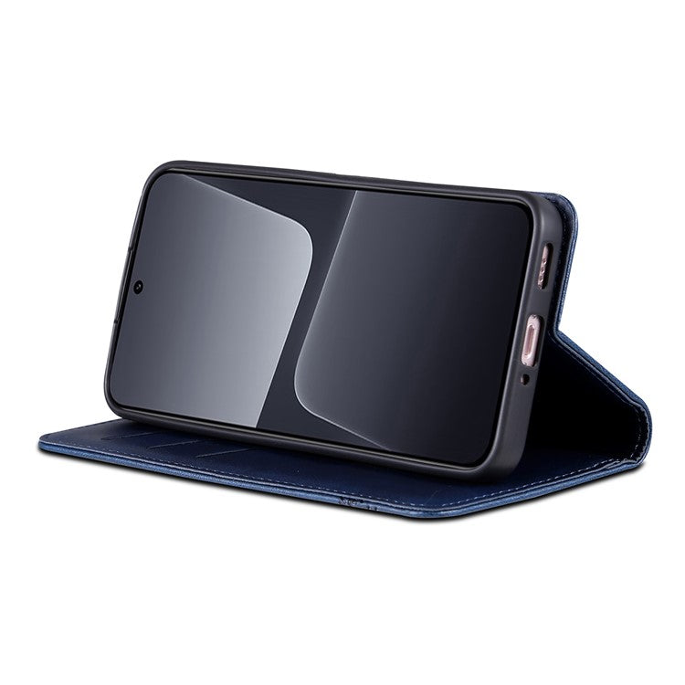 AZNS For Xiaomi 13 5G Flip Leather Phone Case Stand Wallet Cowhide Texture Shockproof Phone Cover - Blue
