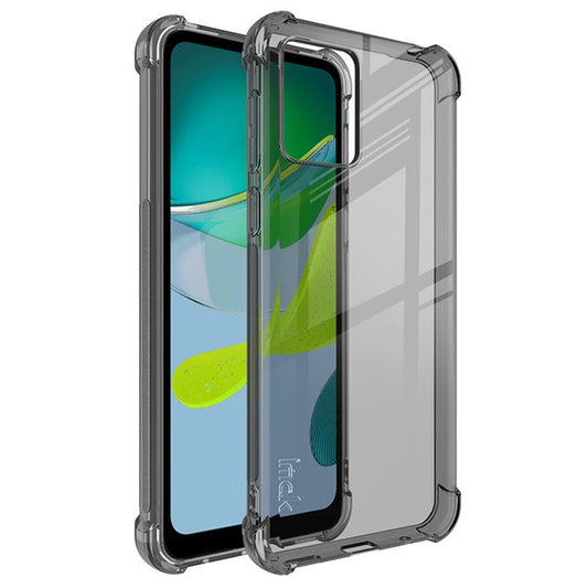 IMAK For Motorola Moto E13 4G Clear TPU Phone Case Four Corner Cushion Airbag Design Shock-Absorbing Cover - Transparent Black