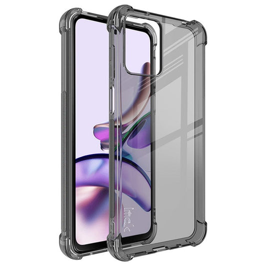 IMAK For Motorola Moto G13 4G / G23 4G Shockproof Clear TPU Phone Case Four Corner Cushion Airbag Design Phone Back Cover - Transparent Black