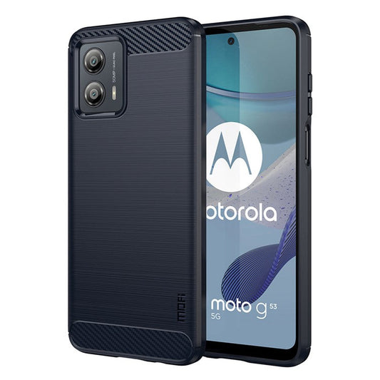 MOFI JK TPU Series-1 for Motorola Moto G53 5G Carbon Fiber Cell Phone Case Brushed TPU Back Cover - Blue