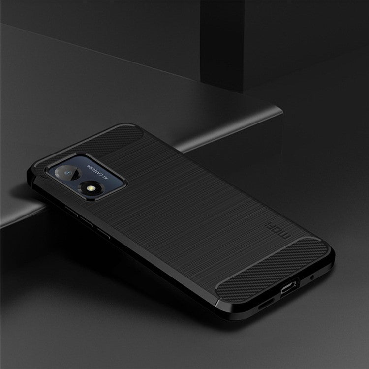 MOFI JK TPU Series-1 for Motorola Moto E13 4G Phone Cover Anti-Scratch Brushed Carbon Fiber Phone Case TPU Phone Shell - Black