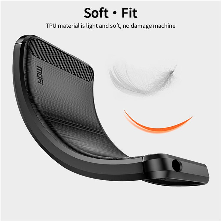 MOFI JK TPU Series-1 for Motorola Moto E13 4G Phone Cover Anti-Scratch Brushed Carbon Fiber Phone Case TPU Phone Shell - Black