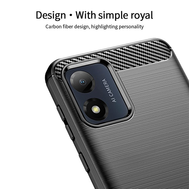 MOFI JK TPU Series-1 for Motorola Moto E13 4G Phone Cover Anti-Scratch Brushed Carbon Fiber Phone Case TPU Phone Shell - Black
