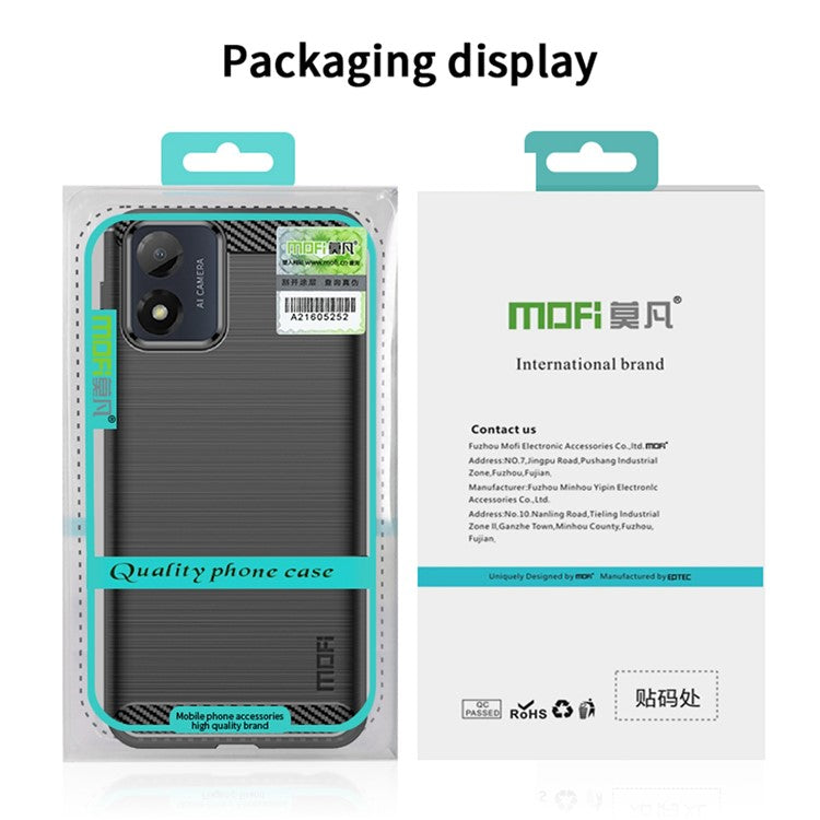 MOFI JK TPU Series-1 for Motorola Moto E13 4G Phone Cover Anti-Scratch Brushed Carbon Fiber Phone Case TPU Phone Shell - Black