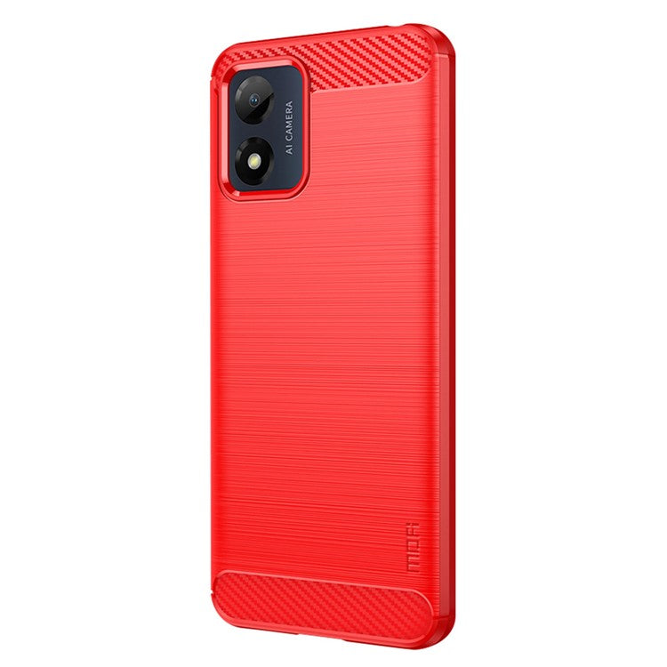 MOFI JK TPU Series-1 for Motorola Moto E13 4G Phone Cover Anti-Scratch Brushed Carbon Fiber Phone Case TPU Phone Shell - Red