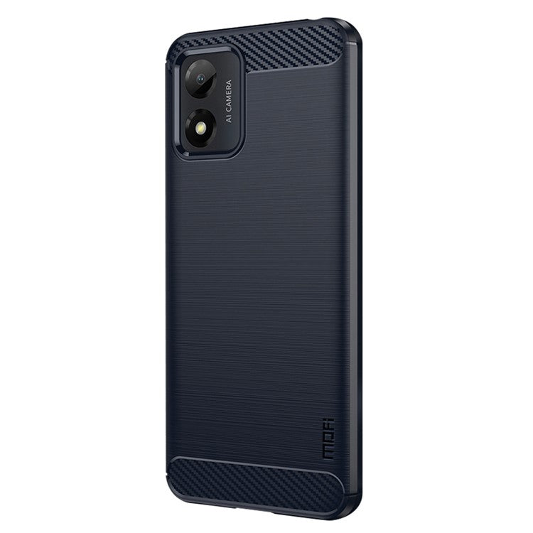 MOFI JK TPU Series-1 for Motorola Moto E13 4G Phone Cover Anti-Scratch Brushed Carbon Fiber Phone Case TPU Phone Shell - Blue