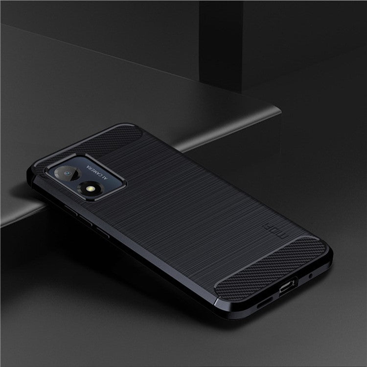 MOFI JK TPU Series-1 for Motorola Moto E13 4G Phone Cover Anti-Scratch Brushed Carbon Fiber Phone Case TPU Phone Shell - Blue