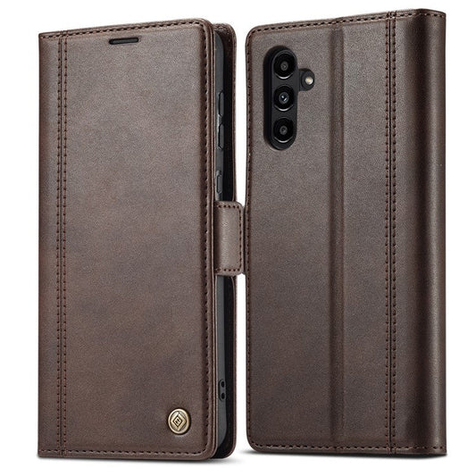 LC.IMEEKE Shockproof Phone Case for Samsung Galaxy A54 5G , PU Leather Flip Phone Wallet Cover Stand - Brown