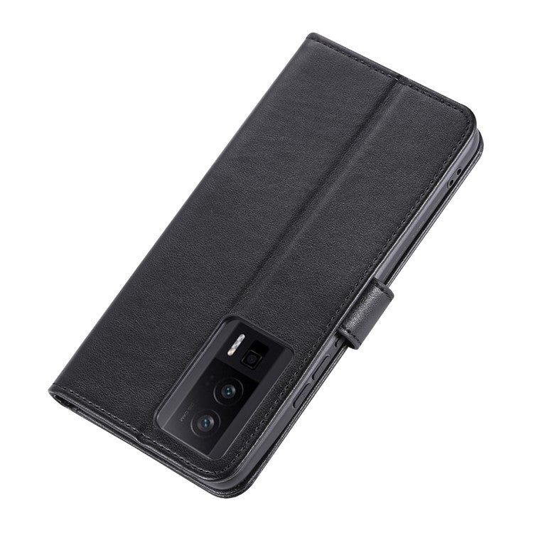 AZNS Phone Leather Case for Xiaomi Poco F5 Pro 5G / Redmi K60 Pro 5G / K60 5G Stand Wallet Protective Phone Cover - Black