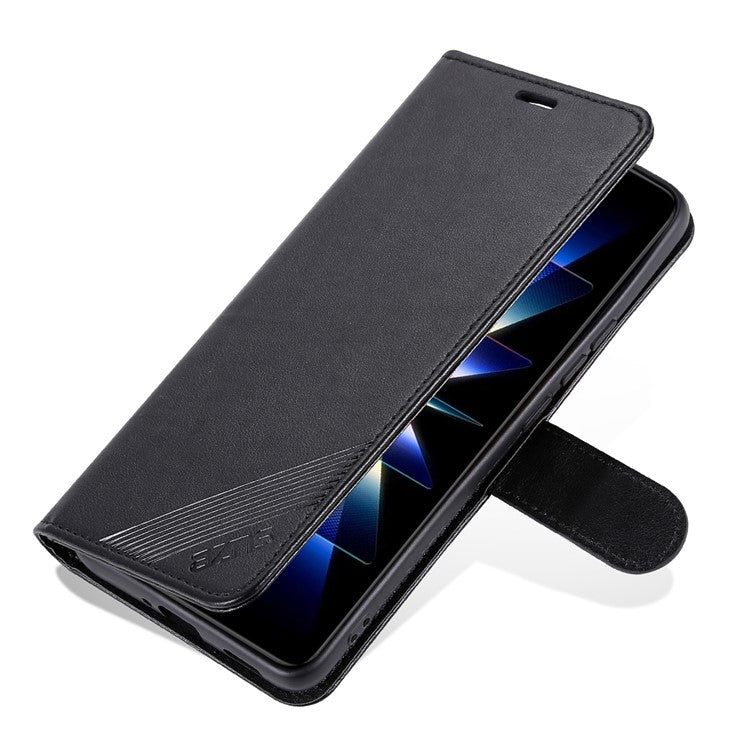 AZNS Phone Leather Case for Xiaomi Poco F5 Pro 5G / Redmi K60 Pro 5G / K60 5G Stand Wallet Protective Phone Cover - Black