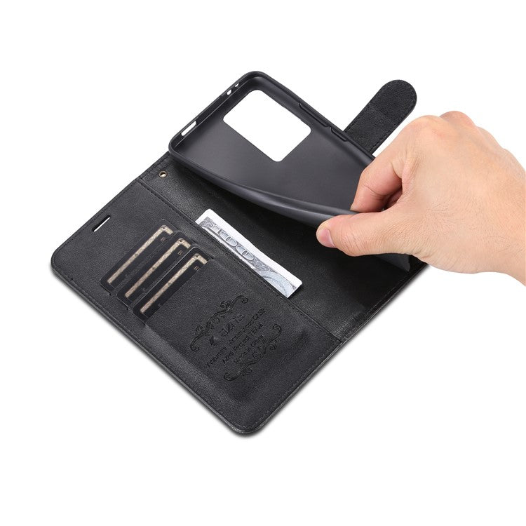AZNS Phone Leather Case for Xiaomi Poco F5 Pro 5G / Redmi K60 Pro 5G / K60 5G Stand Wallet Protective Phone Cover - Black
