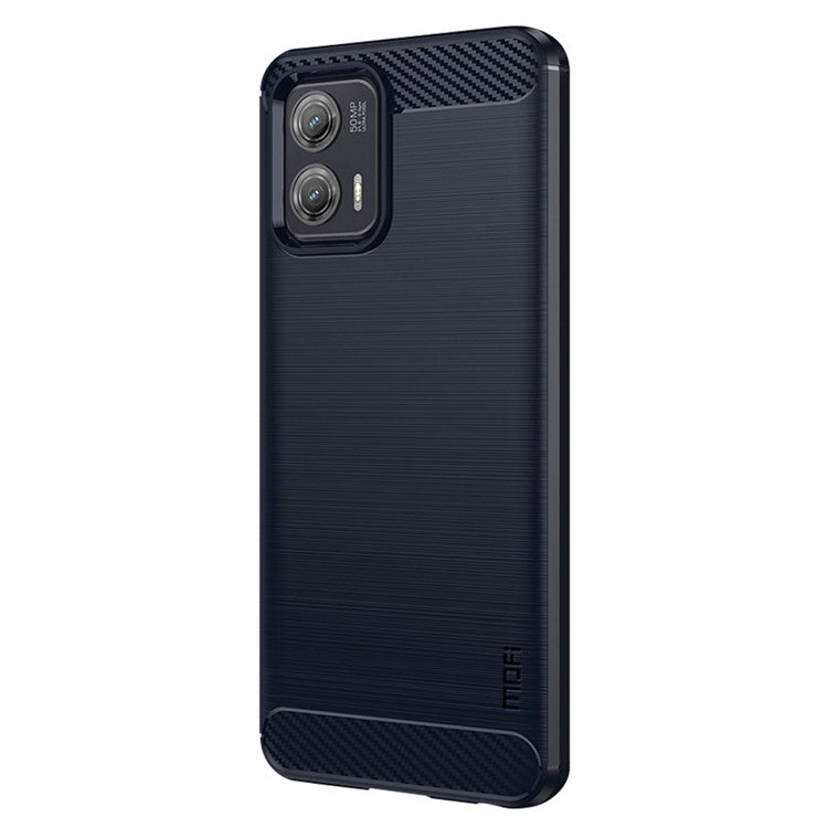 MOFI JK TPU Series-1 For Motorola Moto G73 5G Bump Proof Phone Cover Brushed Carbon Fiber Case TPU Shell - Blue