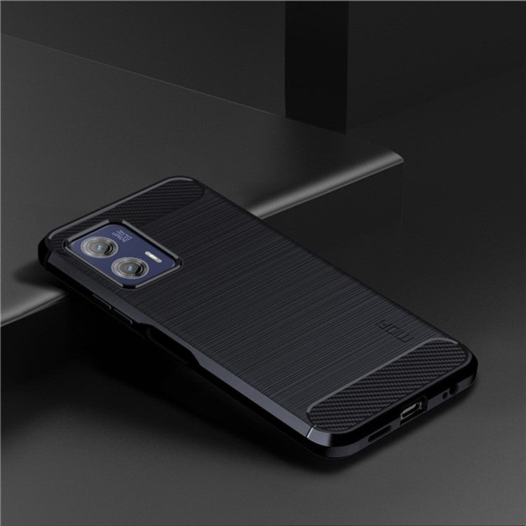 MOFI JK TPU Series-1 For Motorola Moto G73 5G Bump Proof Phone Cover Brushed Carbon Fiber Case TPU Shell - Blue