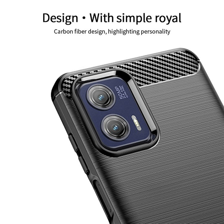 MOFI JK TPU Series-1 For Motorola Moto G73 5G Bump Proof Phone Cover Brushed Carbon Fiber Case TPU Shell - Blue