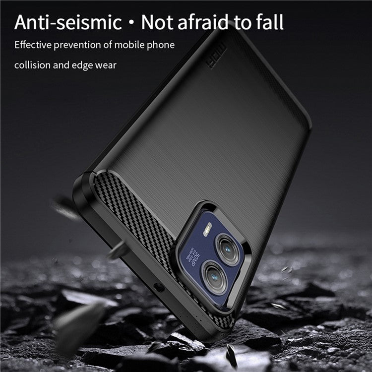 MOFI JK TPU Series-1 For Motorola Moto G73 5G Bump Proof Phone Cover Brushed Carbon Fiber Case TPU Shell - Blue