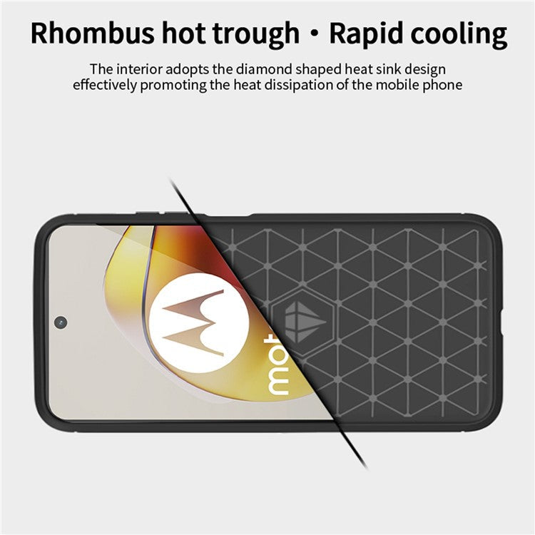 MOFI JK TPU Series-1 For Motorola Moto G73 5G Bump Proof Phone Cover Brushed Carbon Fiber Case TPU Shell - Blue