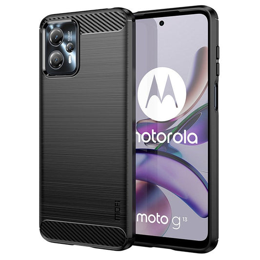 MOFI JK TPU Series-1 For Motorola Moto G13 4G / G23 4G Carbon Fiber Phone Case Brushed TPU Anti-drop Phone Cover - Black