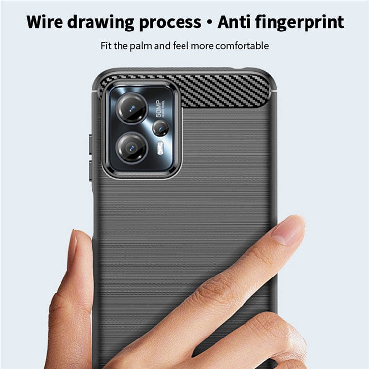 MOFI JK TPU Series-1 For Motorola Moto G13 4G / G23 4G Carbon Fiber Phone Case Brushed TPU Anti-drop Phone Cover - Black