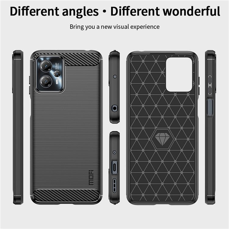MOFI JK TPU Series-1 For Motorola Moto G13 4G / G23 4G Carbon Fiber Phone Case Brushed TPU Anti-drop Phone Cover - Black