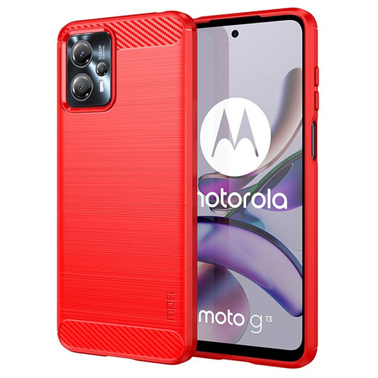 MOFI JK TPU Series-1 For Motorola Moto G13 4G / G23 4G Carbon Fiber Phone Case Brushed TPU Anti-drop Phone Cover - Red